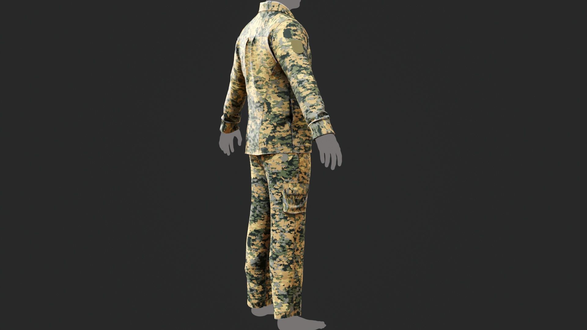 Austrian Armed Forces Shirt Pants -12 Color Game-Ready Low-poly 3D model_18