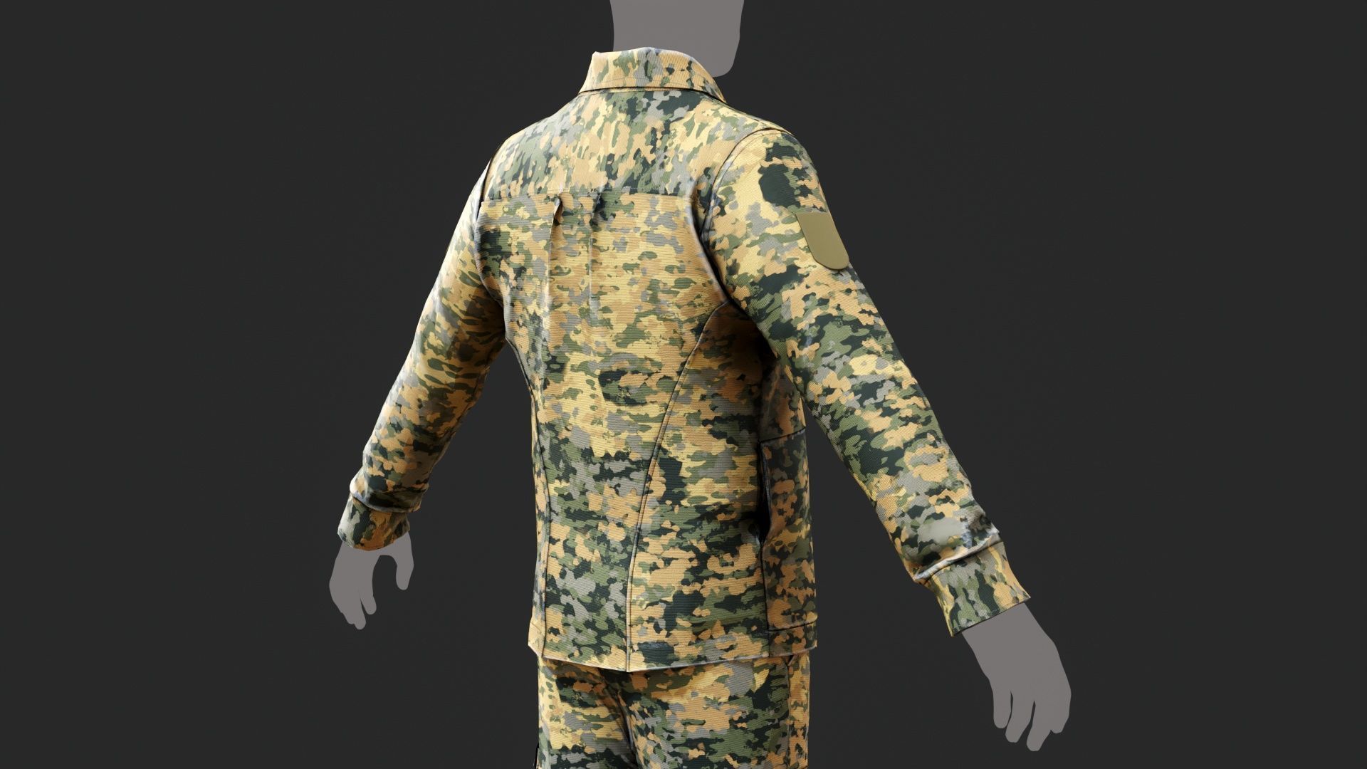 Austrian Armed Forces Shirt Pants -12 Color Game-Ready Low-poly 3D model_19