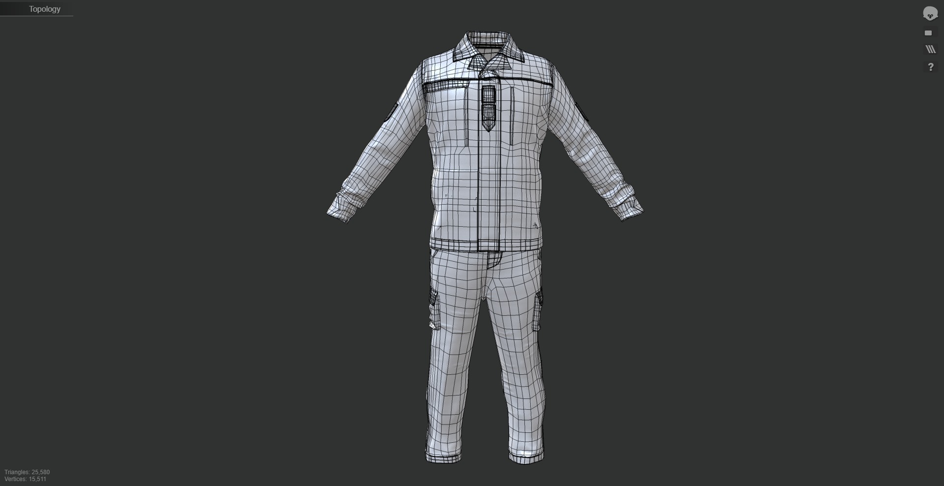 Austrian Armed Forces Shirt Pants -12 Color Game-Ready Low-poly 3D model_30