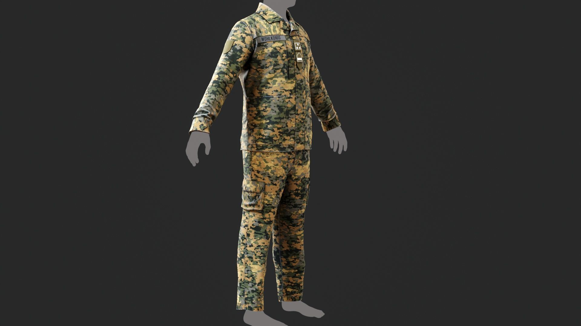 Austrian Armed Forces Shirt Pants -12 Color Game-Ready Low-poly 3D model_16