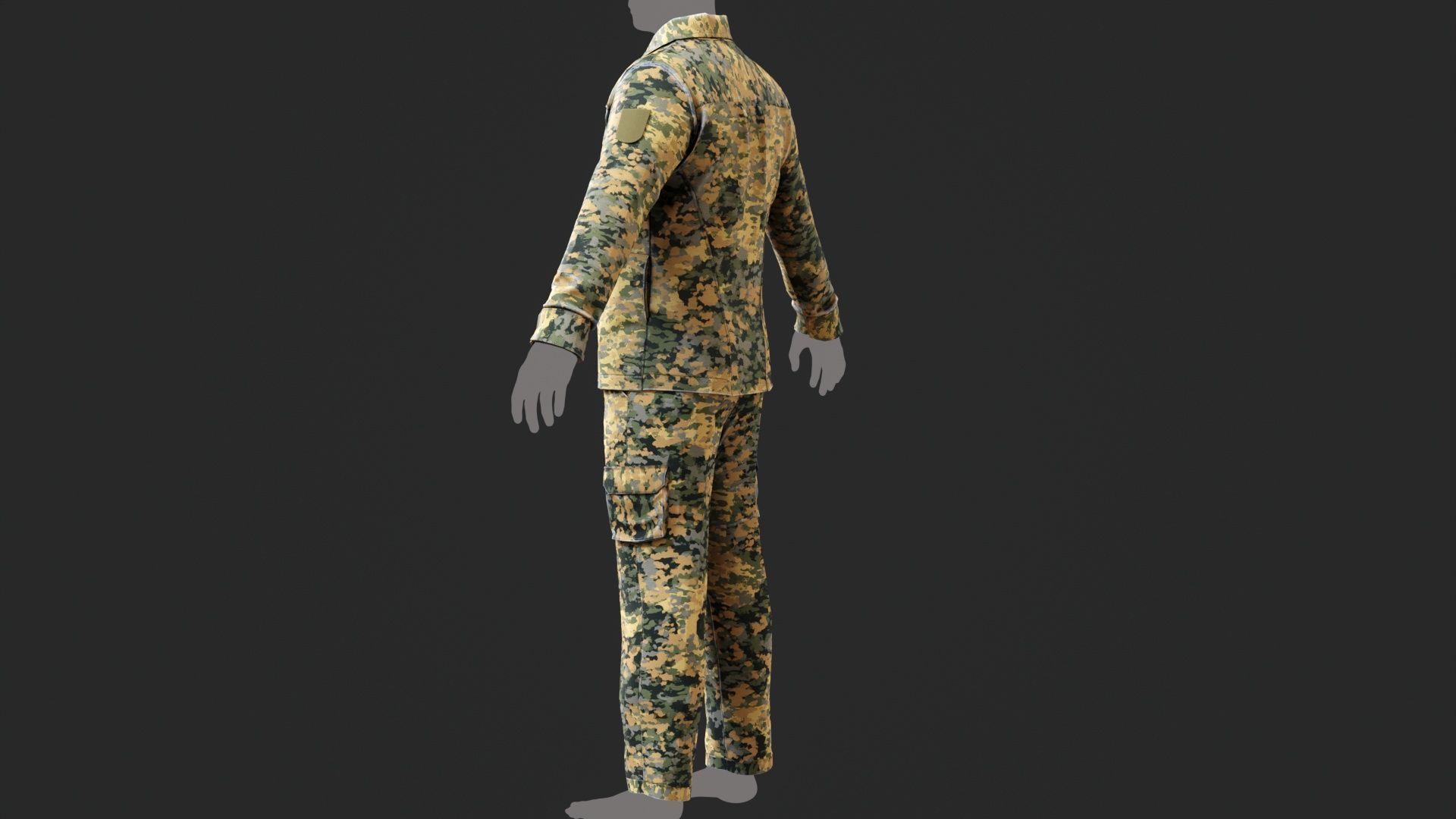 Austrian Armed Forces Shirt Pants -12 Color Game-Ready Low-poly 3D model_11