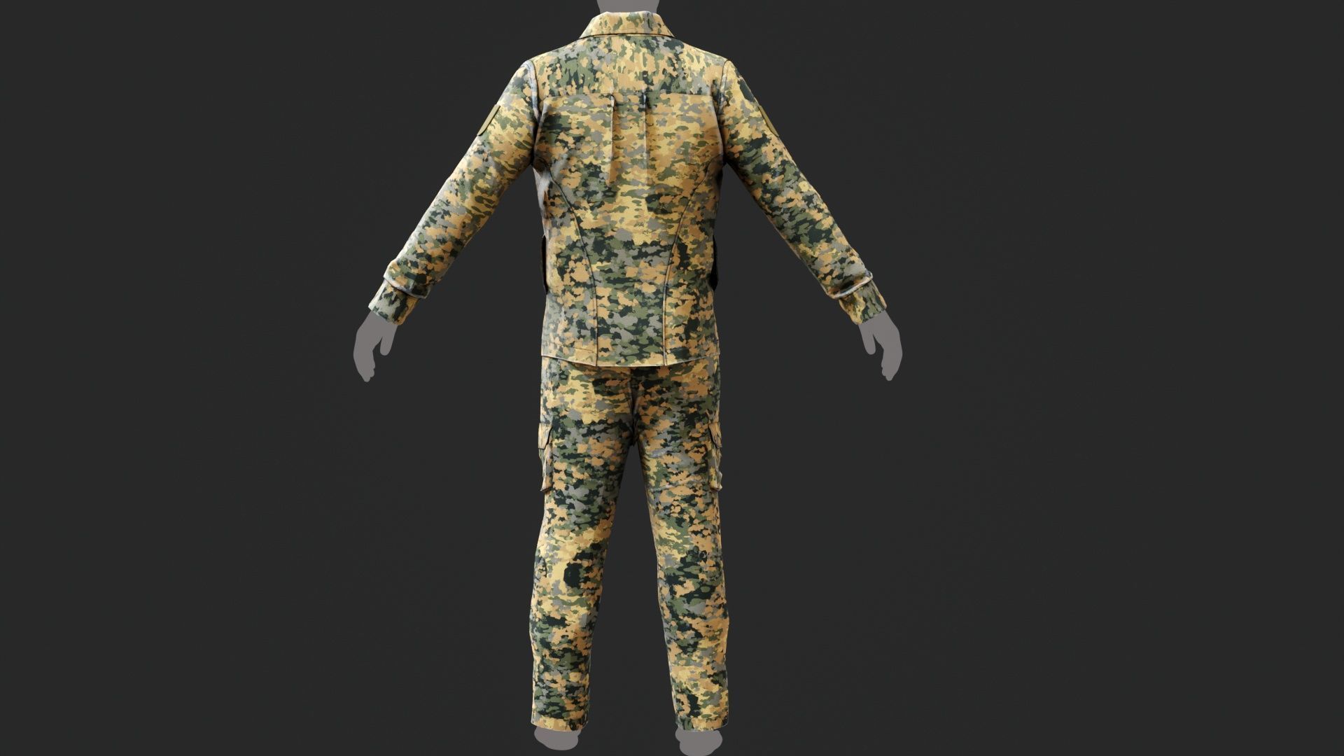 Austrian Armed Forces Shirt Pants -12 Color Game-Ready Low-poly 3D model_21