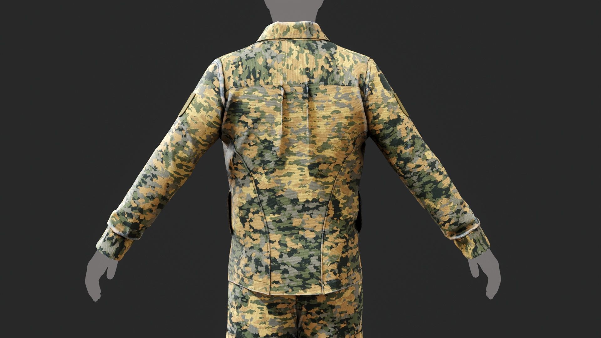 Austrian Armed Forces Shirt Pants -12 Color Game-Ready Low-poly 3D model_22