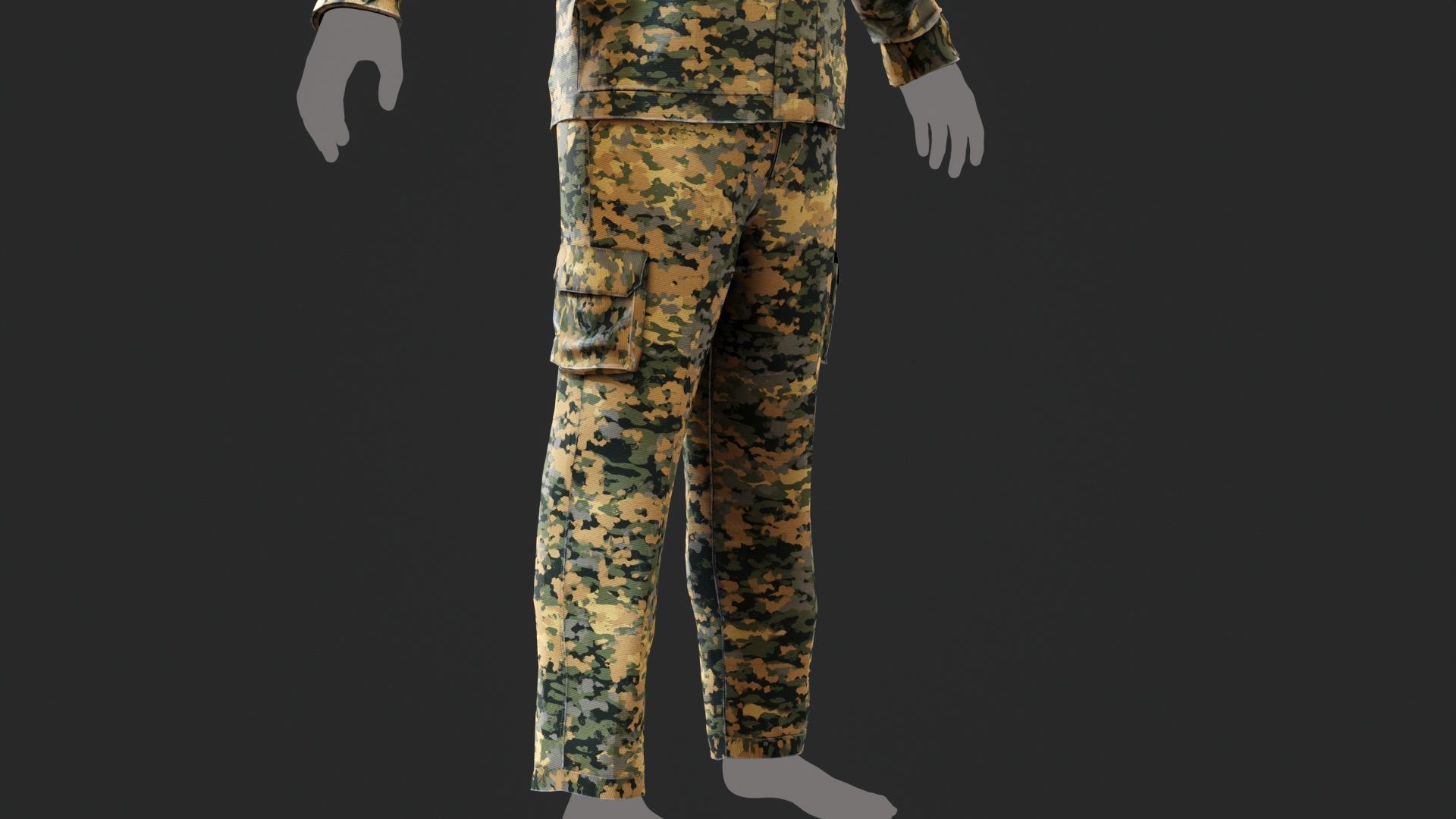 Austrian Armed Forces Shirt Pants -12 Color Game-Ready Low-poly 3D model_26