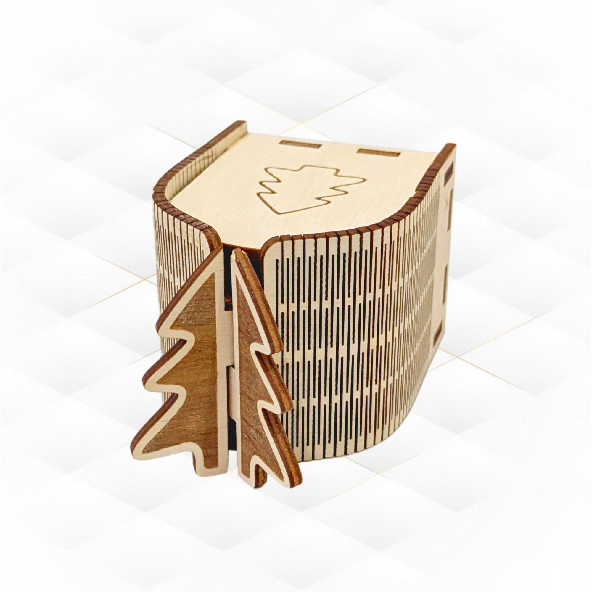 Christmas Tree Box laser cutting design 3D print model_1