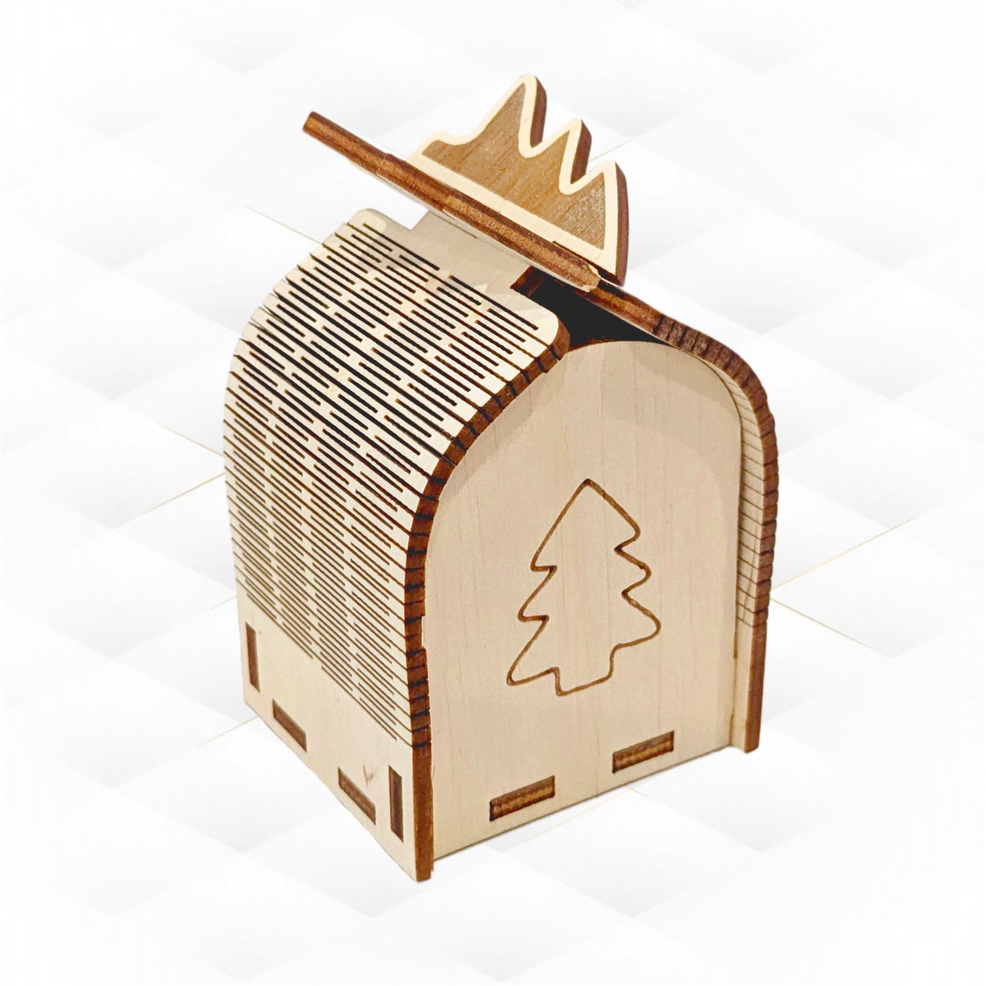 Christmas Tree Box laser cutting design 3D print model_3