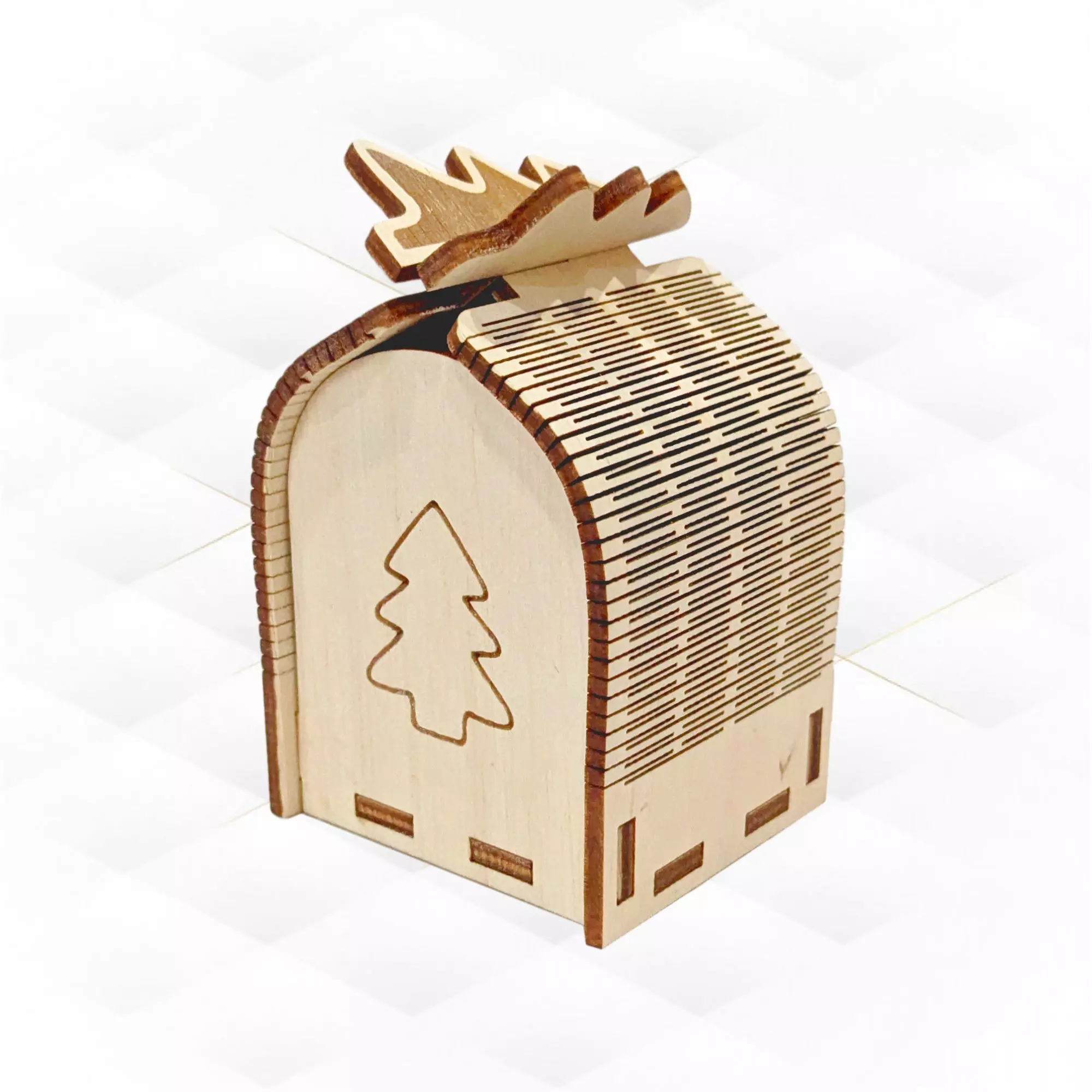 Christmas Tree Box laser cutting design 3D print model_0