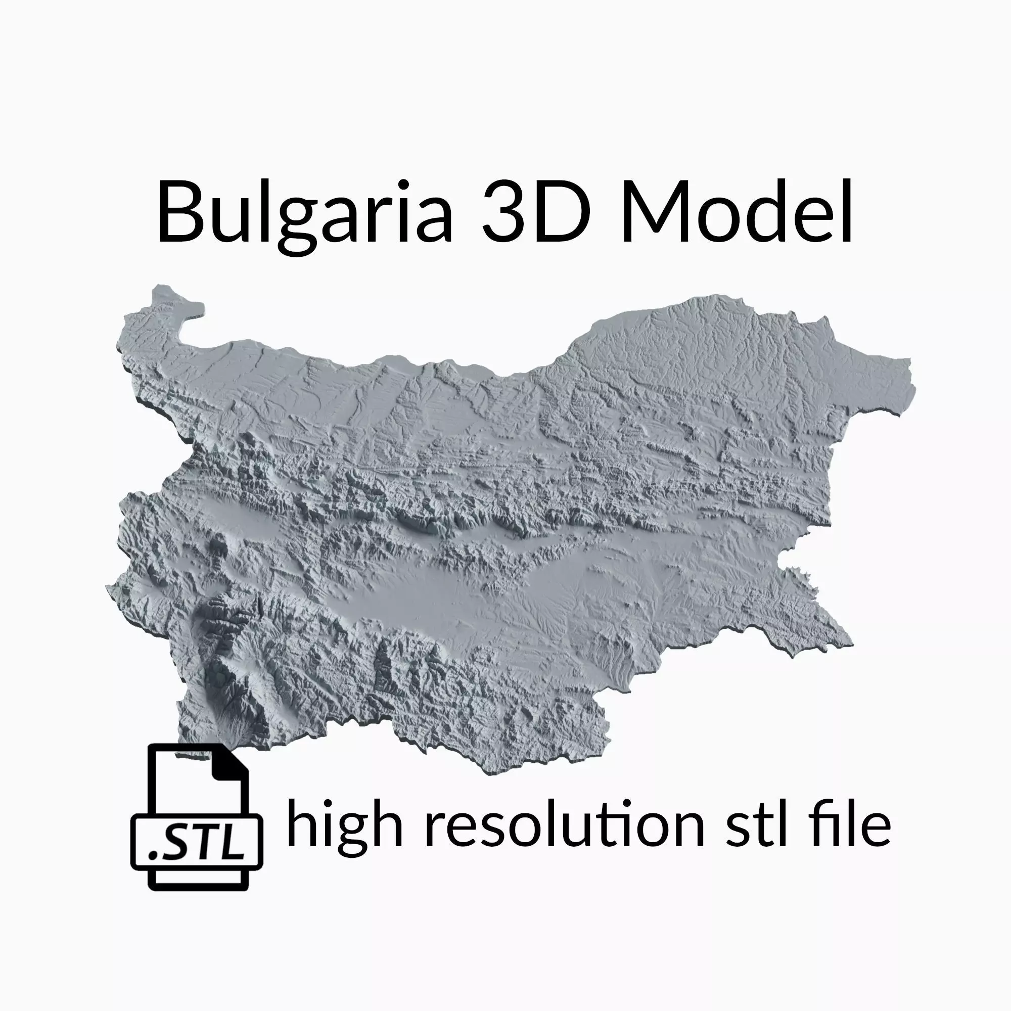 Bulgaria Topographic Map - 3D Terrain Topography of Bulgaria 3D print model_0