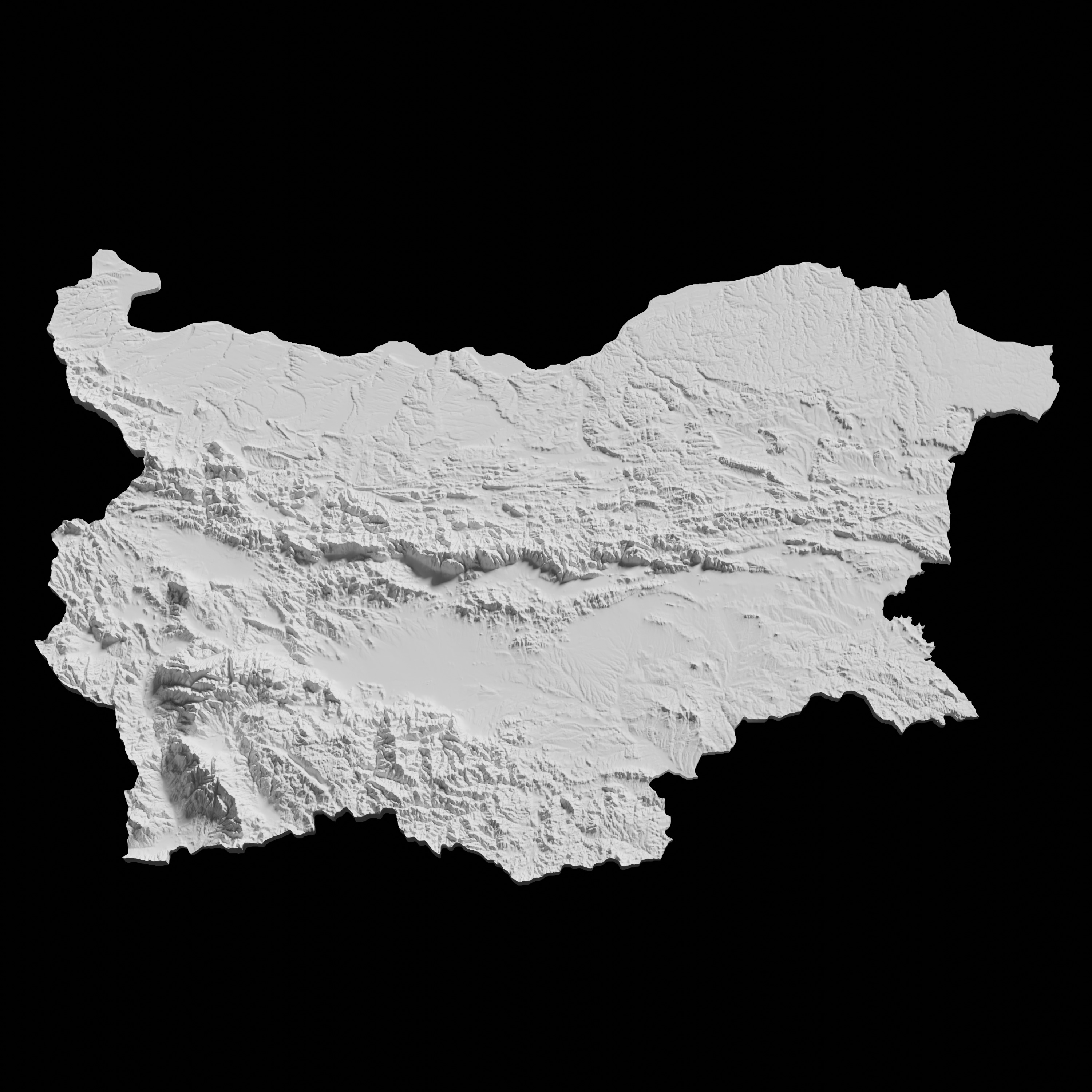 Bulgaria Topographic Map - 3D Terrain Topography of Bulgaria 3D print model_1