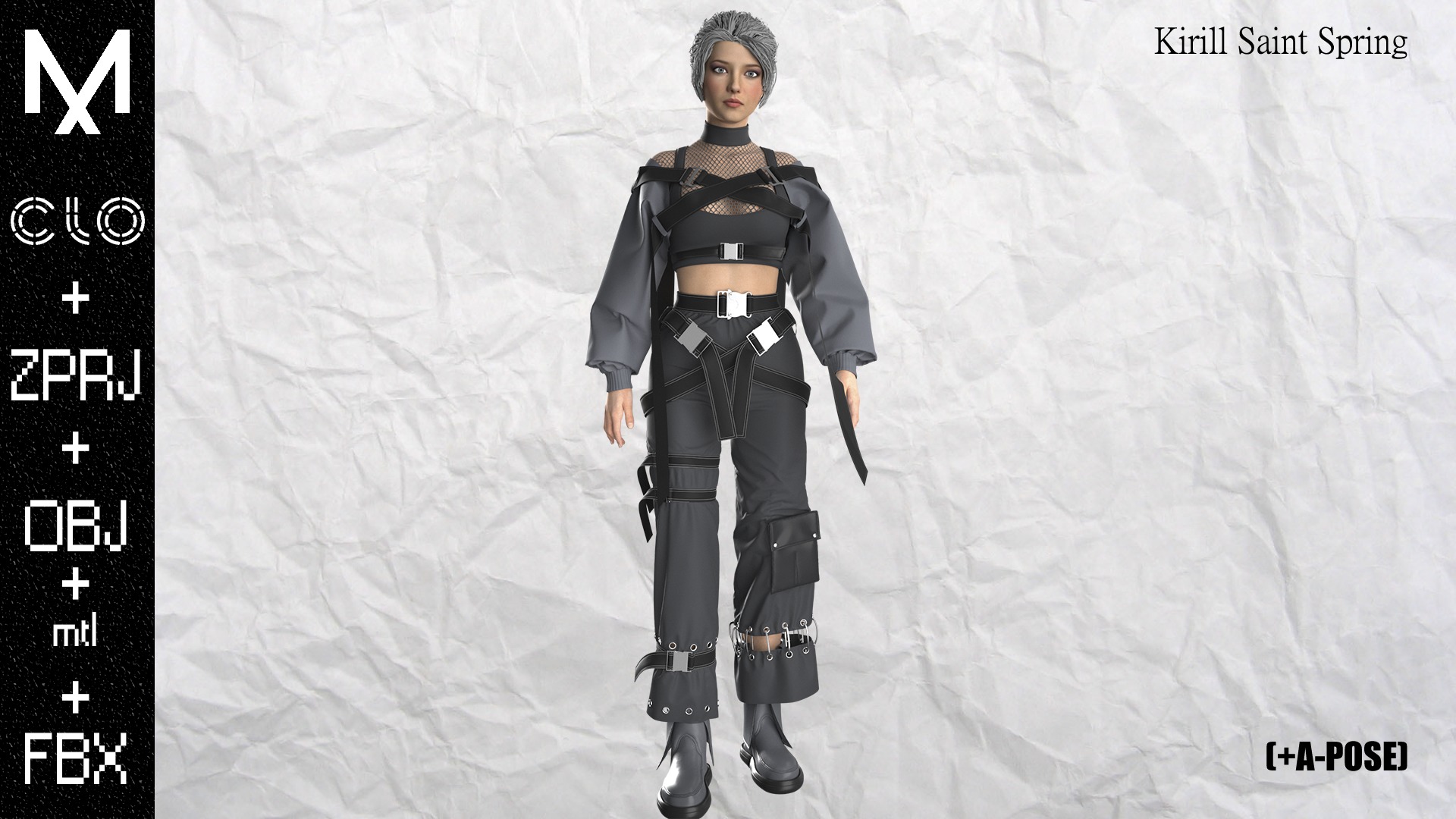 New Outfit Female Marvelous designer Clo3d OBJ mtl FBX ZPRJ 3D model_2