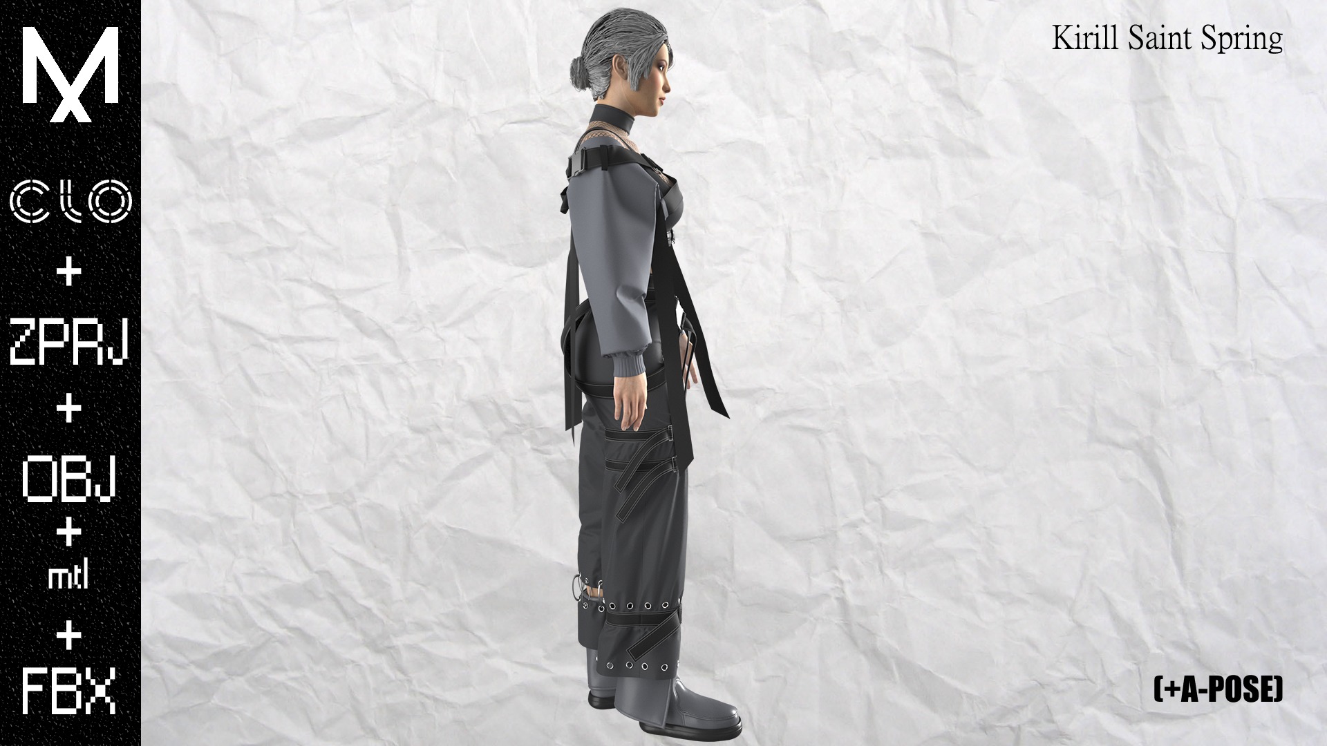New Outfit Female Marvelous designer Clo3d OBJ mtl FBX ZPRJ 3D model_7