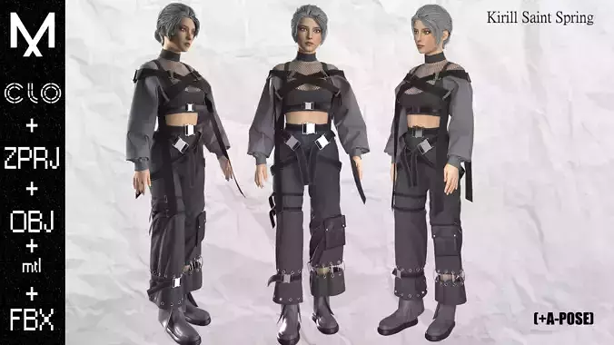 New Outfit Female Marvelous designer Clo3d OBJ mtl FBX ZPRJ