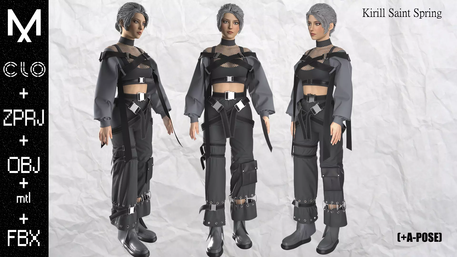 New Outfit Female Marvelous designer Clo3d OBJ mtl FBX ZPRJ 3D model_0