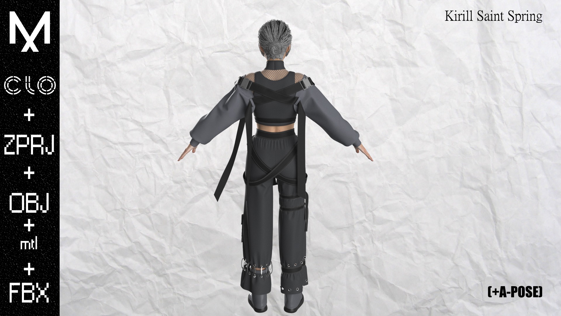 New Outfit Female Marvelous designer Clo3d OBJ mtl FBX ZPRJ 3D model_9