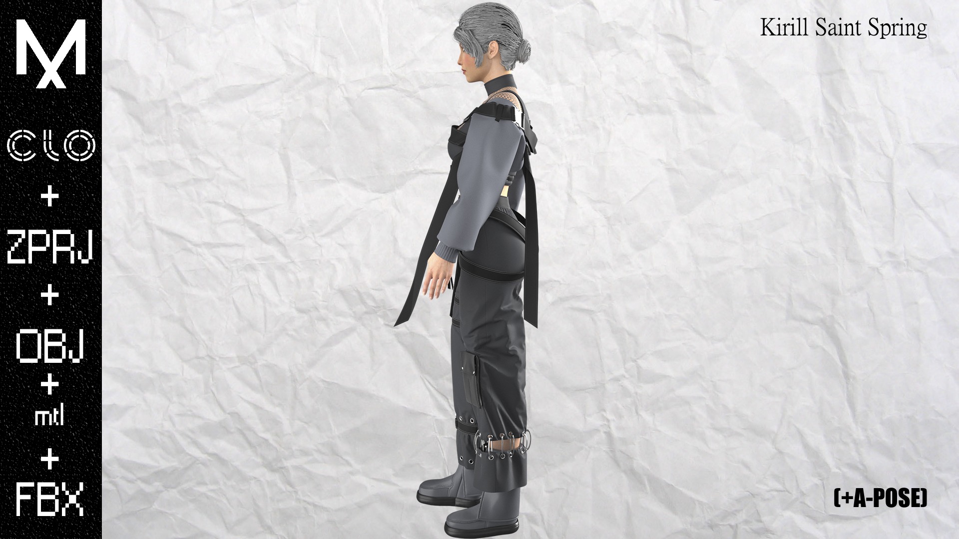 New Outfit Female Marvelous designer Clo3d OBJ mtl FBX ZPRJ 3D model_5