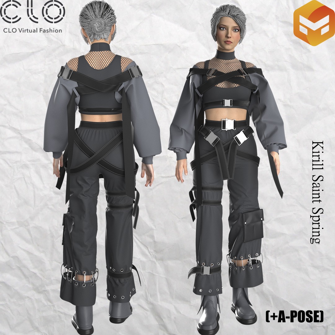 New Outfit Female Marvelous designer Clo3d OBJ mtl FBX ZPRJ 3D model_1
