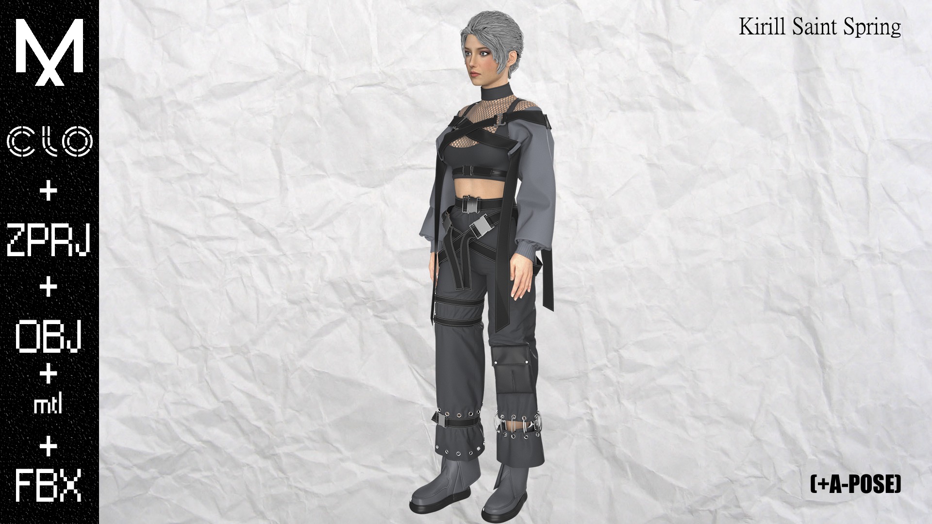 New Outfit Female Marvelous designer Clo3d OBJ mtl FBX ZPRJ 3D model_4