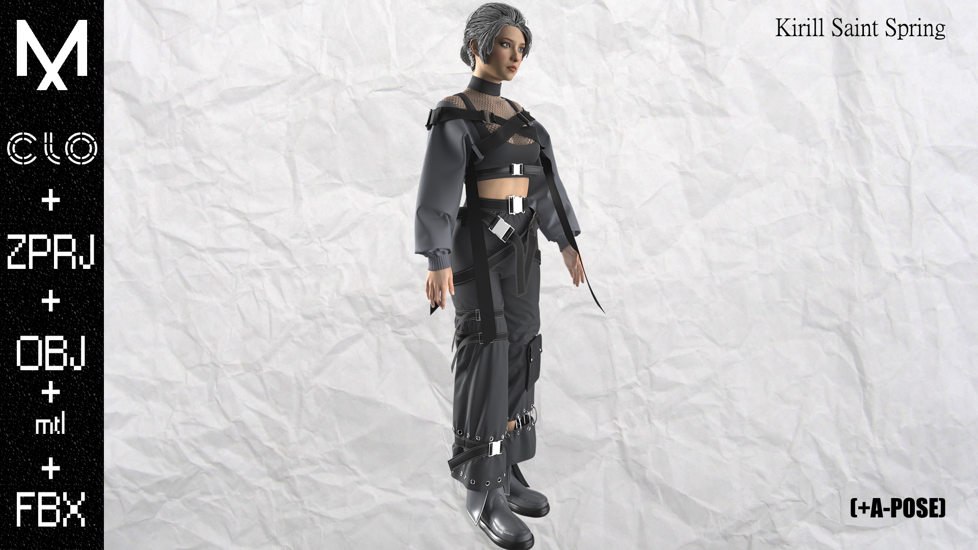 New Outfit Female Marvelous designer Clo3d OBJ mtl FBX ZPRJ 3D model_3