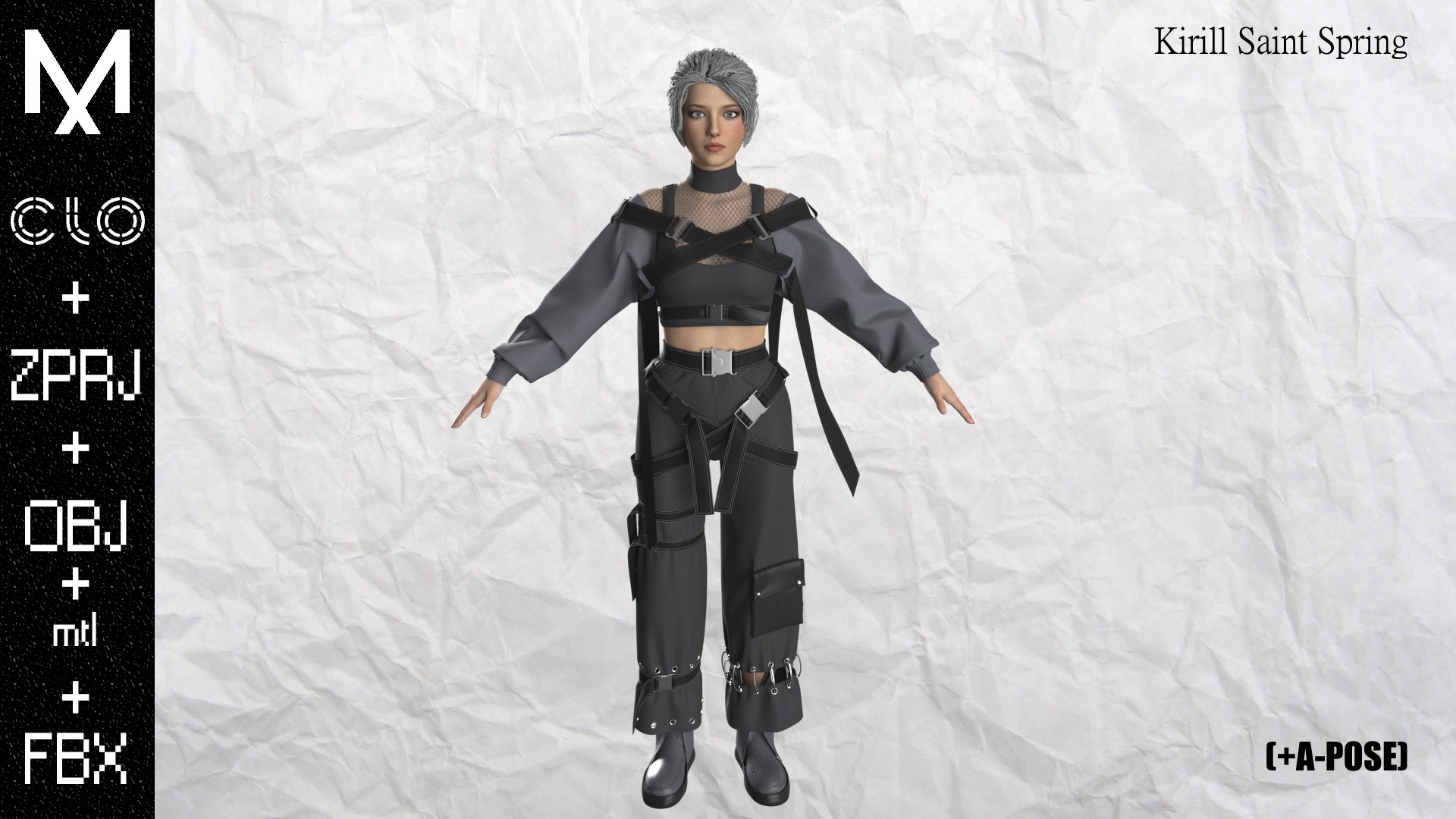 New Outfit Female Marvelous designer Clo3d OBJ mtl FBX ZPRJ 3D model_8
