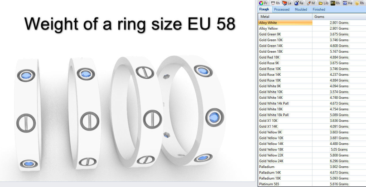 Screw Ring Set 4 Variations Size 58 3D print model_1