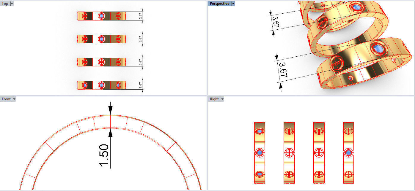 Screw Ring Set 4 Variations Size 58 3D print model_3