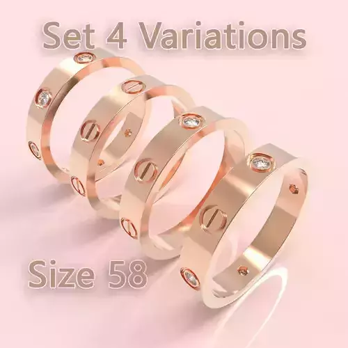 Screw Ring Set 4 Variations Size 58 3D print model