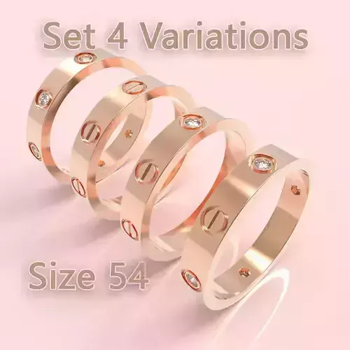 Screw Ring Set 4 Variations Size 54 3D print model