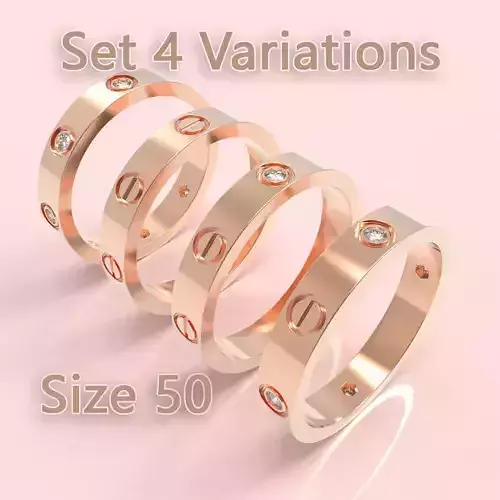 Screw Ring Set 4 Variations Size 50 3D print model