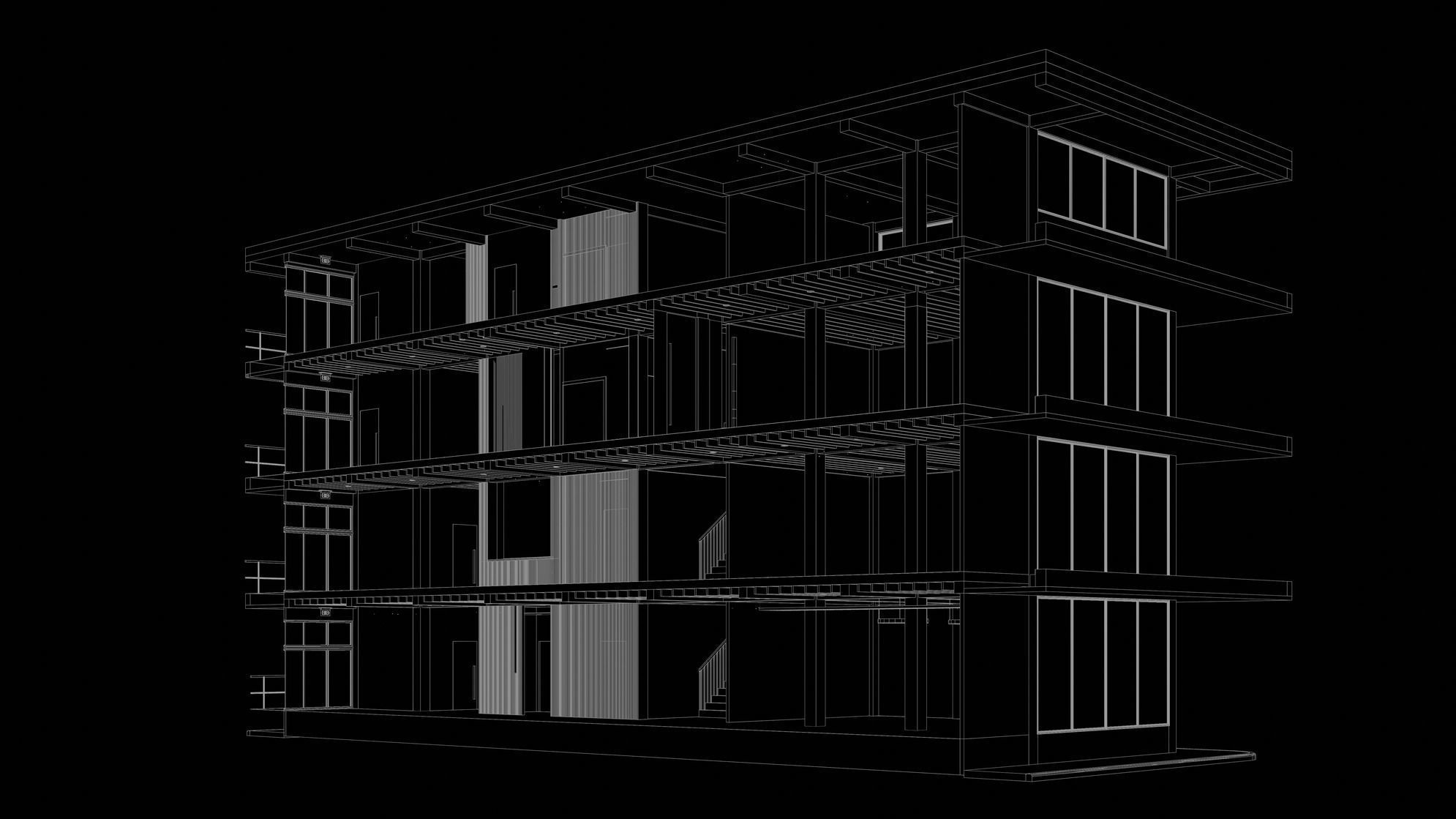 Office building in section cut 24ZZ34 3D model_7