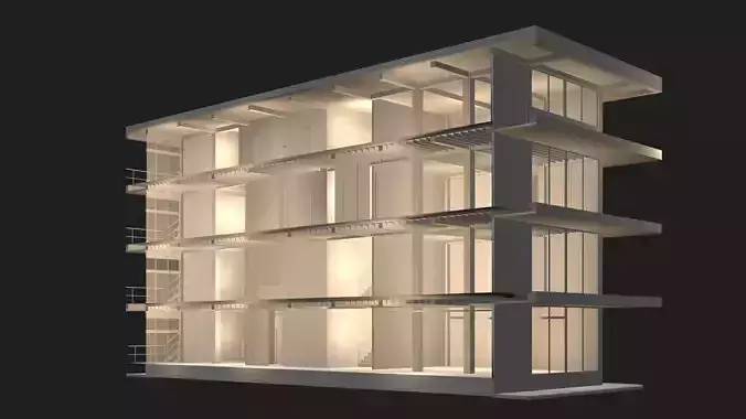 Office building in section cut 24ZZ34 3D model