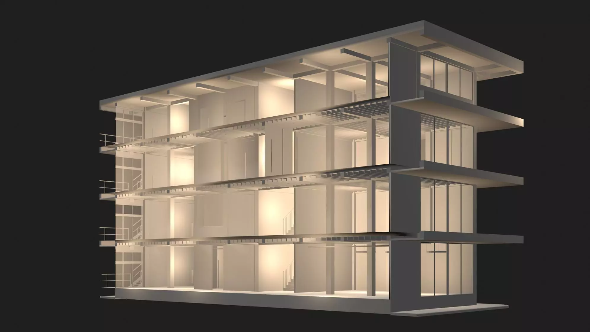 Office building in section cut 24ZZ34 3D model_0