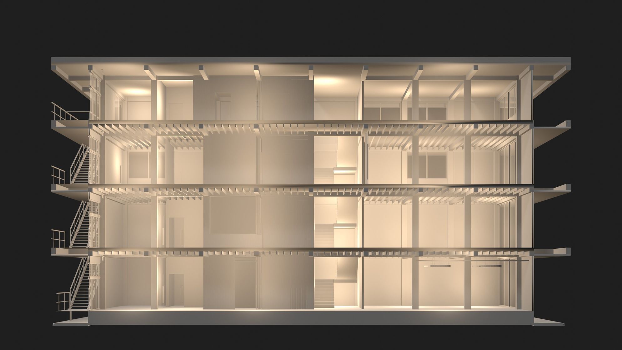 Office building in section cut 24ZZ34 3D model_2