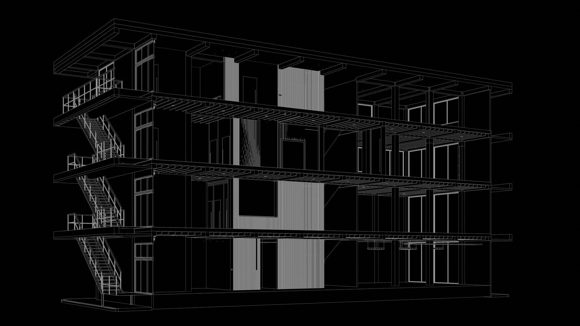 Office building in section cut 24ZZ34 3D model_6