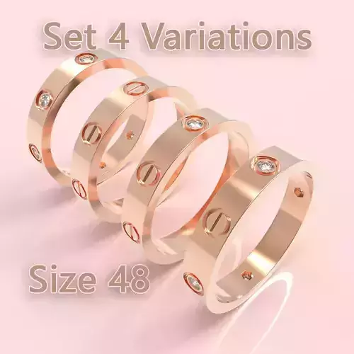 Screw Ring Set 4 Variations Size 48 3D print model