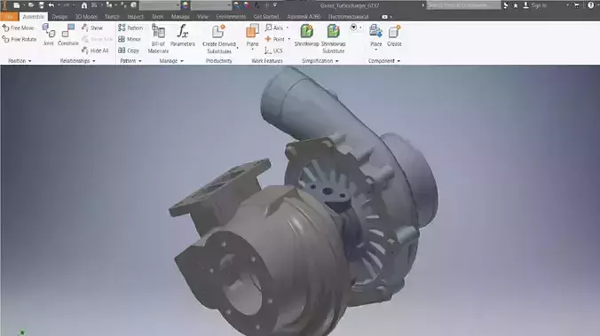 Car Turbocharger GT37 assemble 3D model