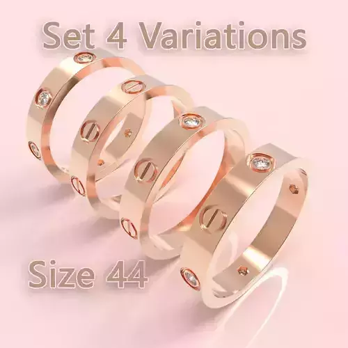Screw Ring Set 4 Variations Size 44 3D print model