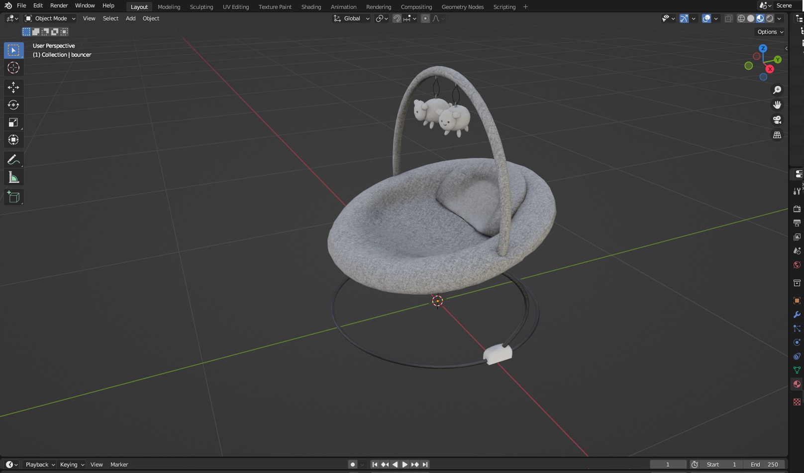 baby bouncer  Low-poly 3D model_9