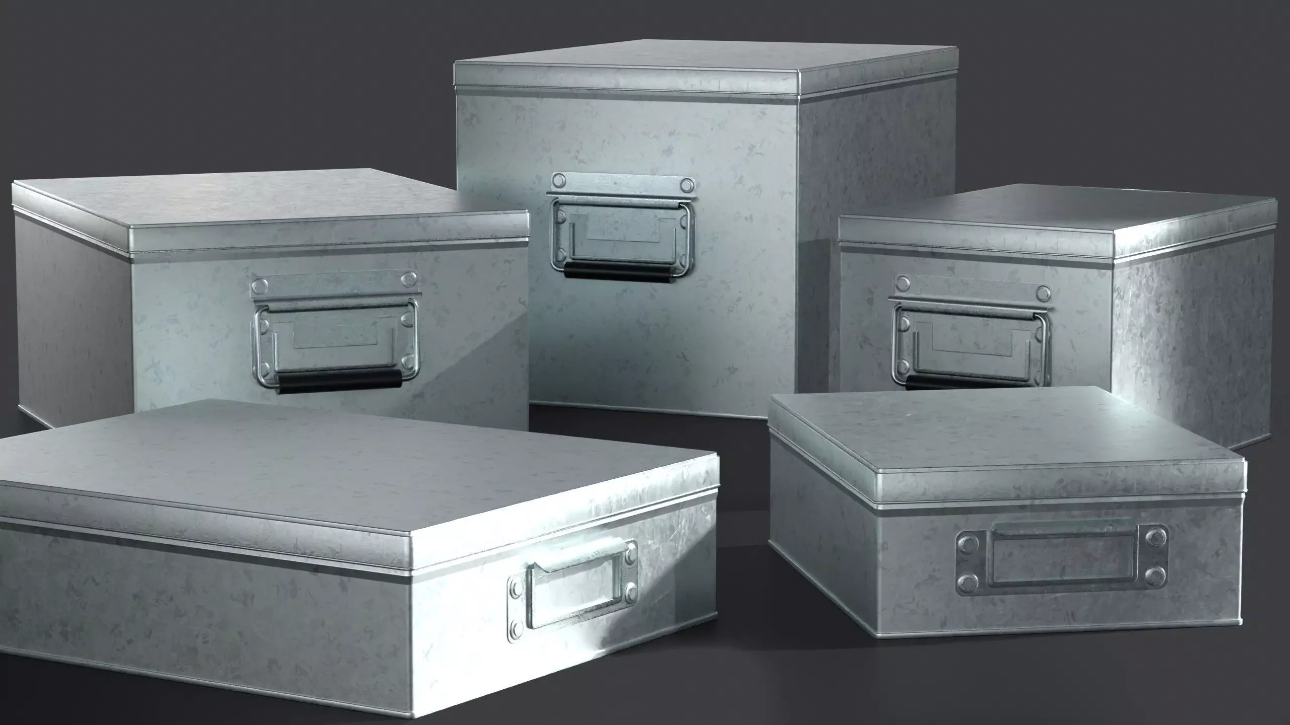 Galvanized Iron Box 001 002 Bundle 3D Model Collection_0