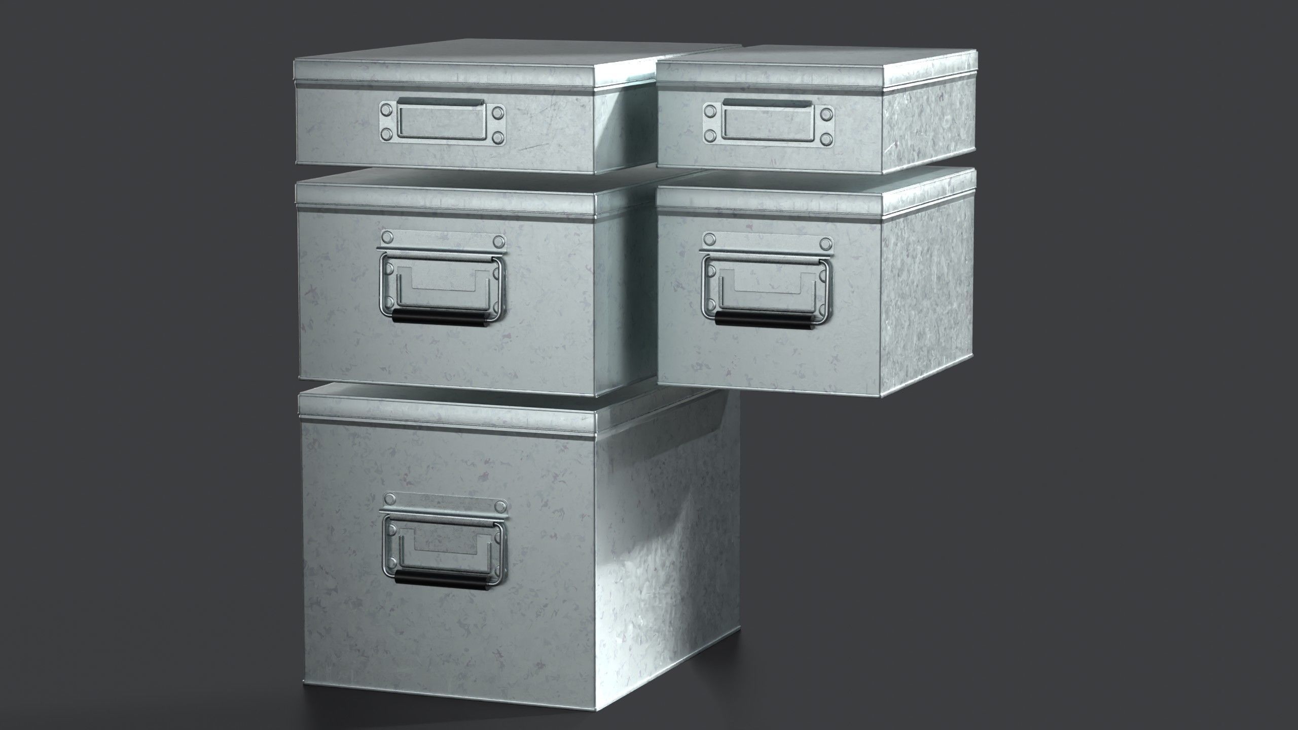 Galvanized Iron Box 001 002 Bundle 3D Model Collection_1