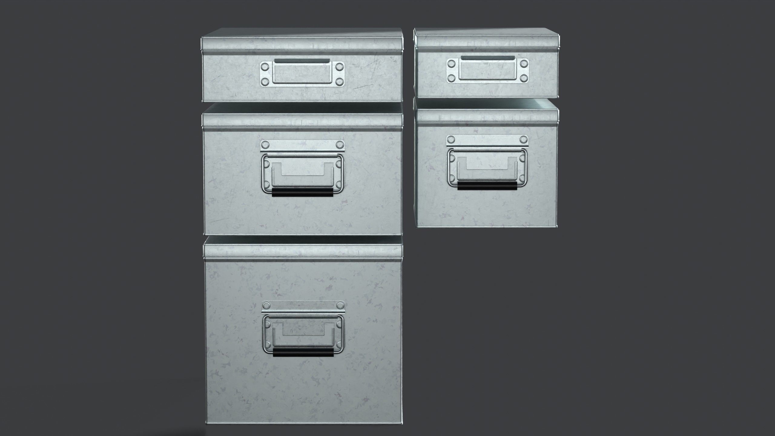 Galvanized Iron Box 001 002 Bundle 3D Model Collection_3