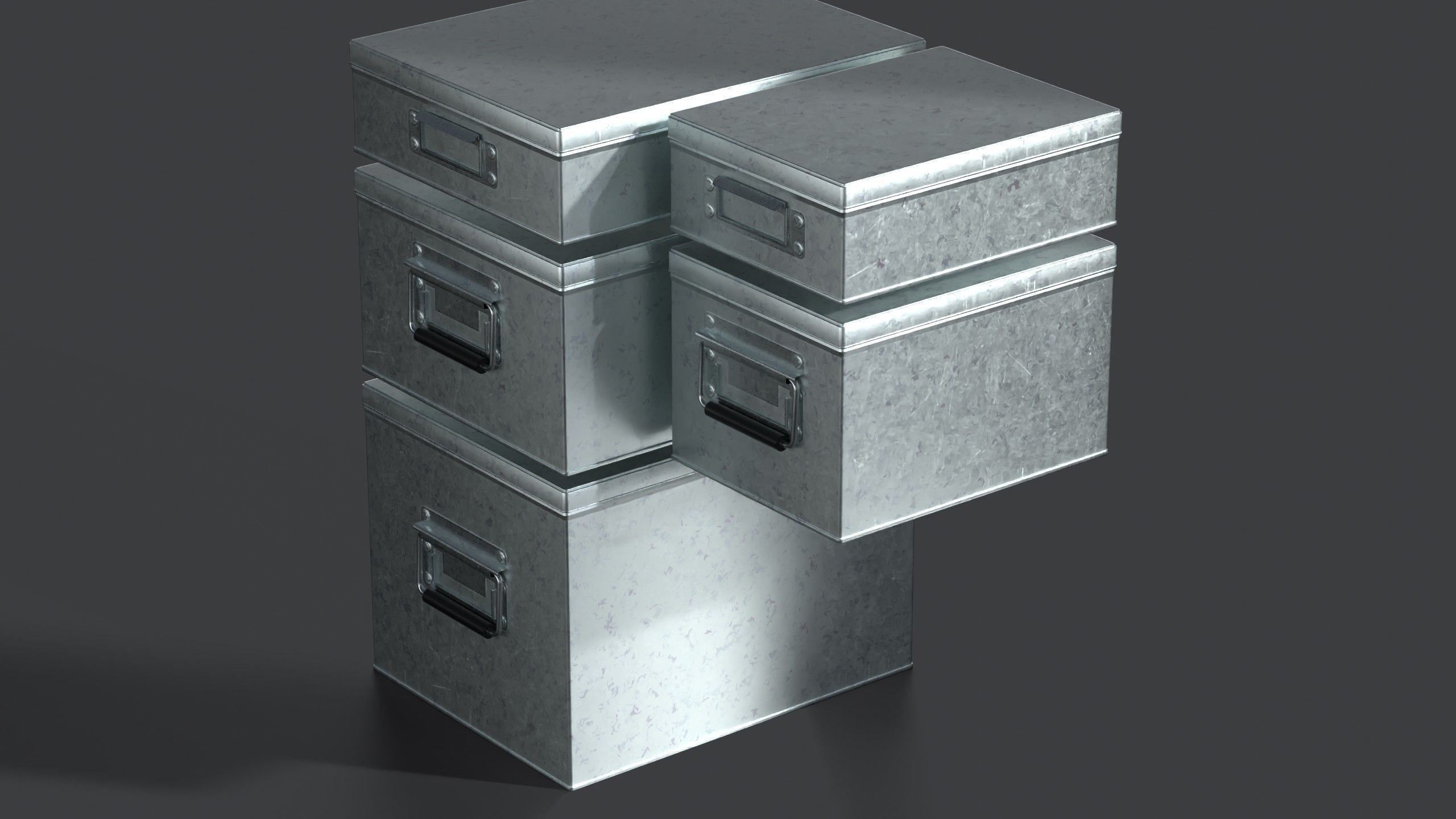 Galvanized Iron Box 001 002 Bundle 3D Model Collection_2