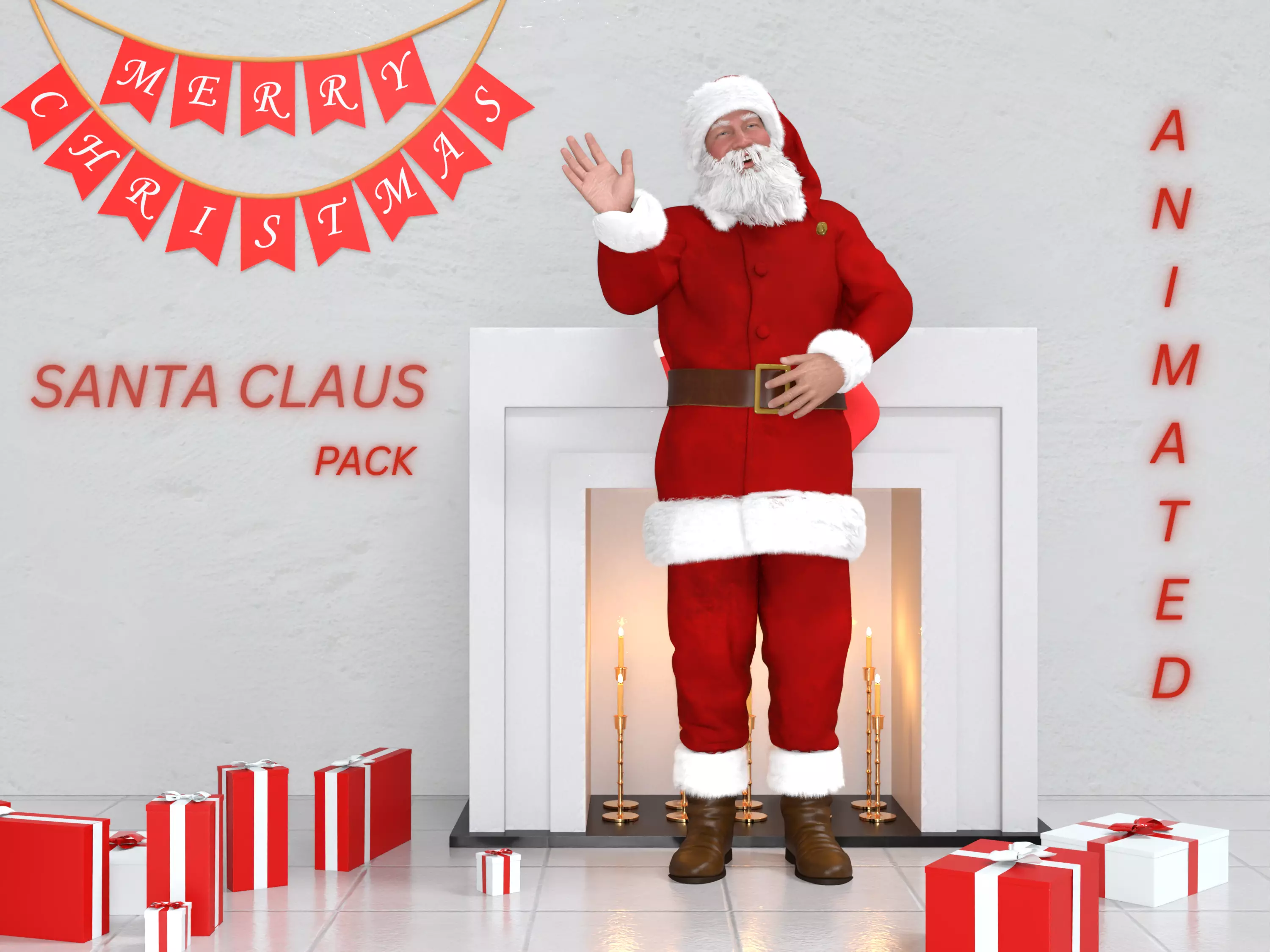 Santa Claus Rigged Animated  Low-poly 3D model_0