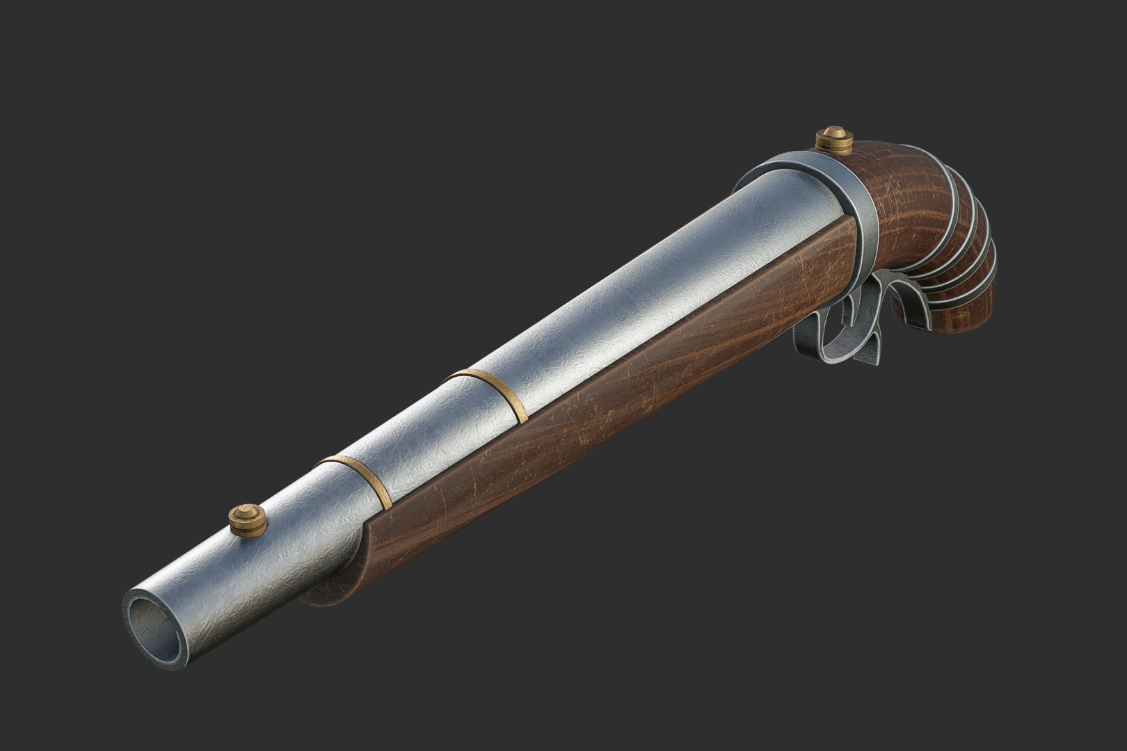 a Gun or pirate cannon Low-poly 3D model_1