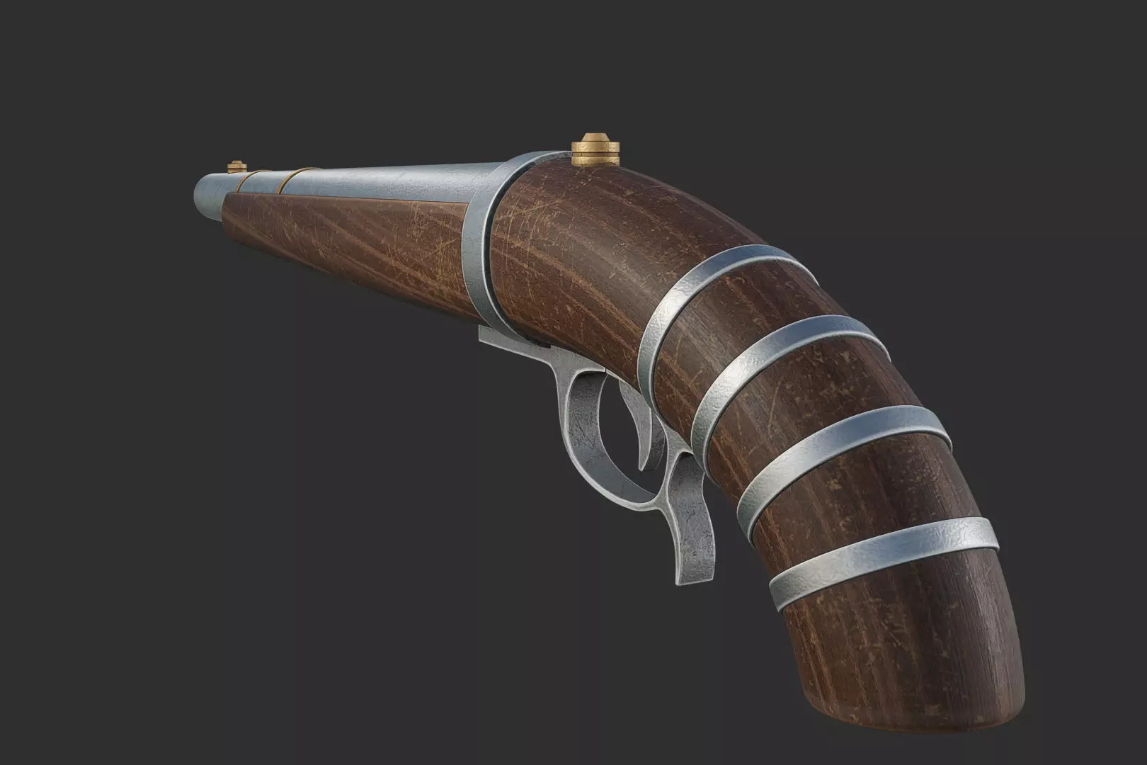 a Gun or pirate cannon Low-poly 3D model_0