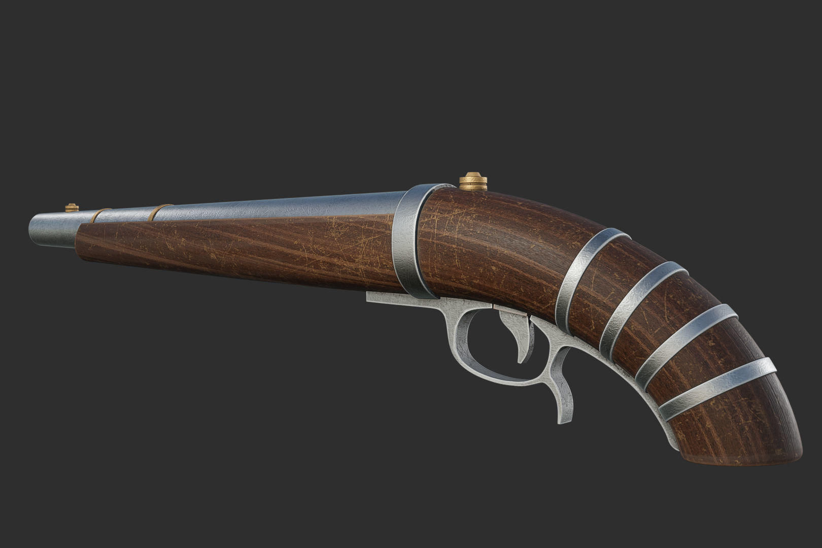 a Gun or pirate cannon Low-poly 3D model_2