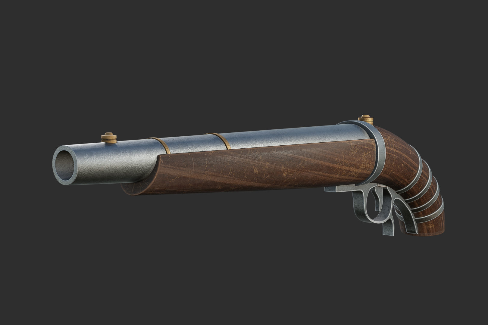 a Gun or pirate cannon Low-poly 3D model_4