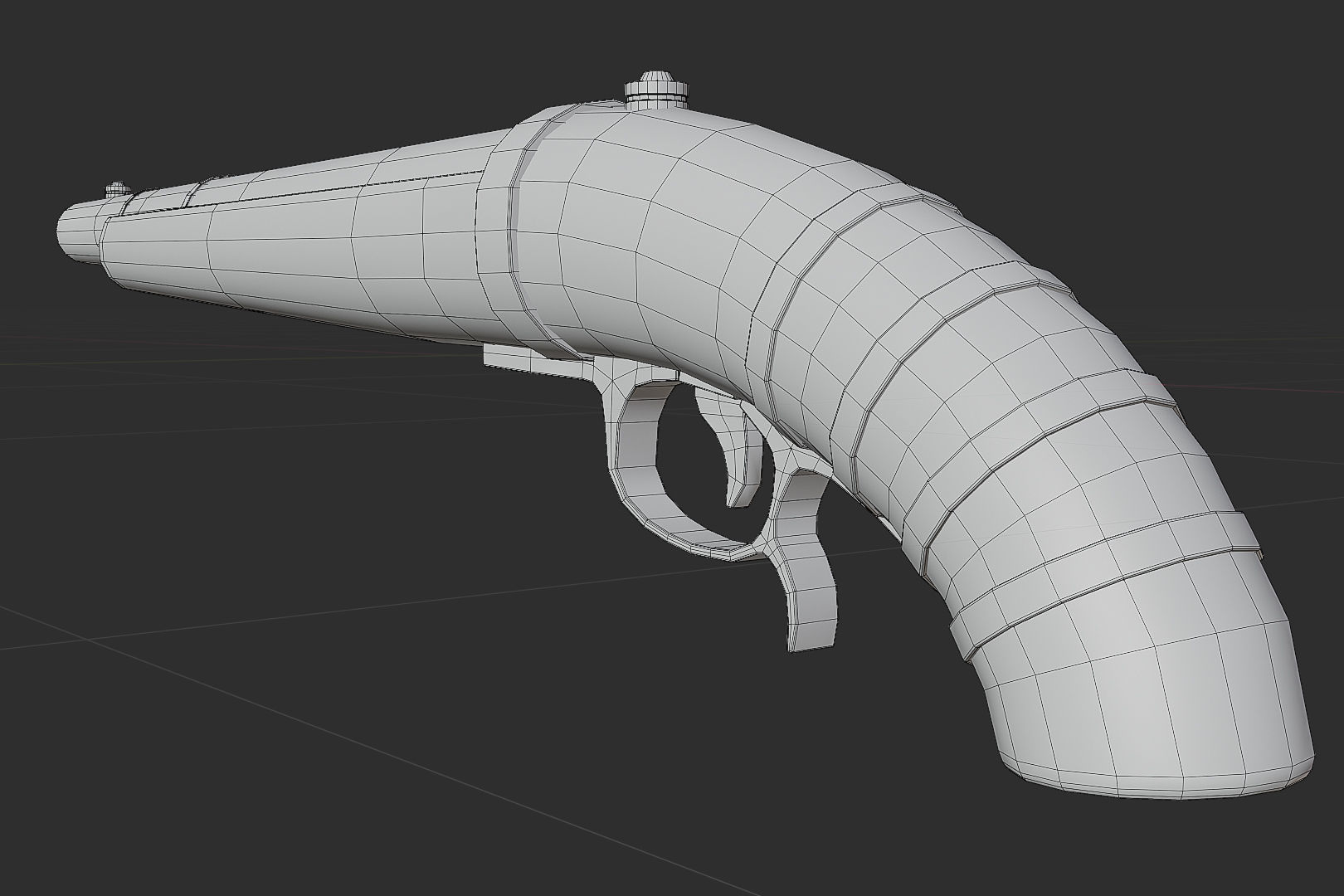 a Gun or pirate cannon Low-poly 3D model_3