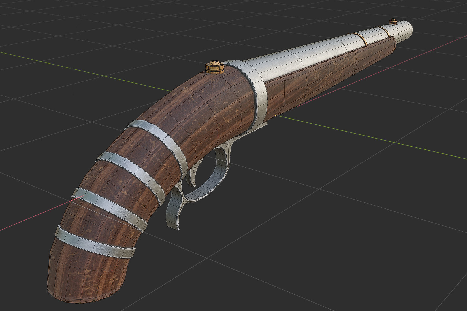 a Gun or pirate cannon Low-poly 3D model_5