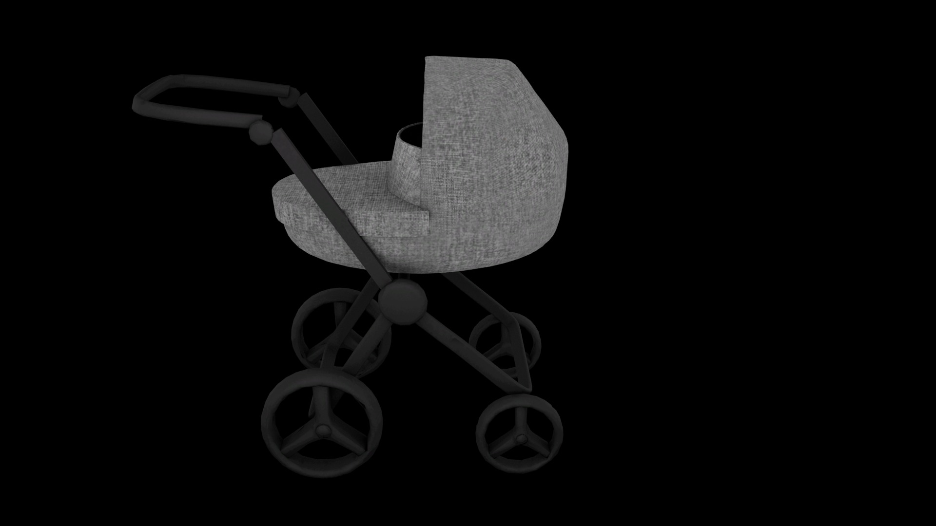 baby stroller Low-poly 3D model_1