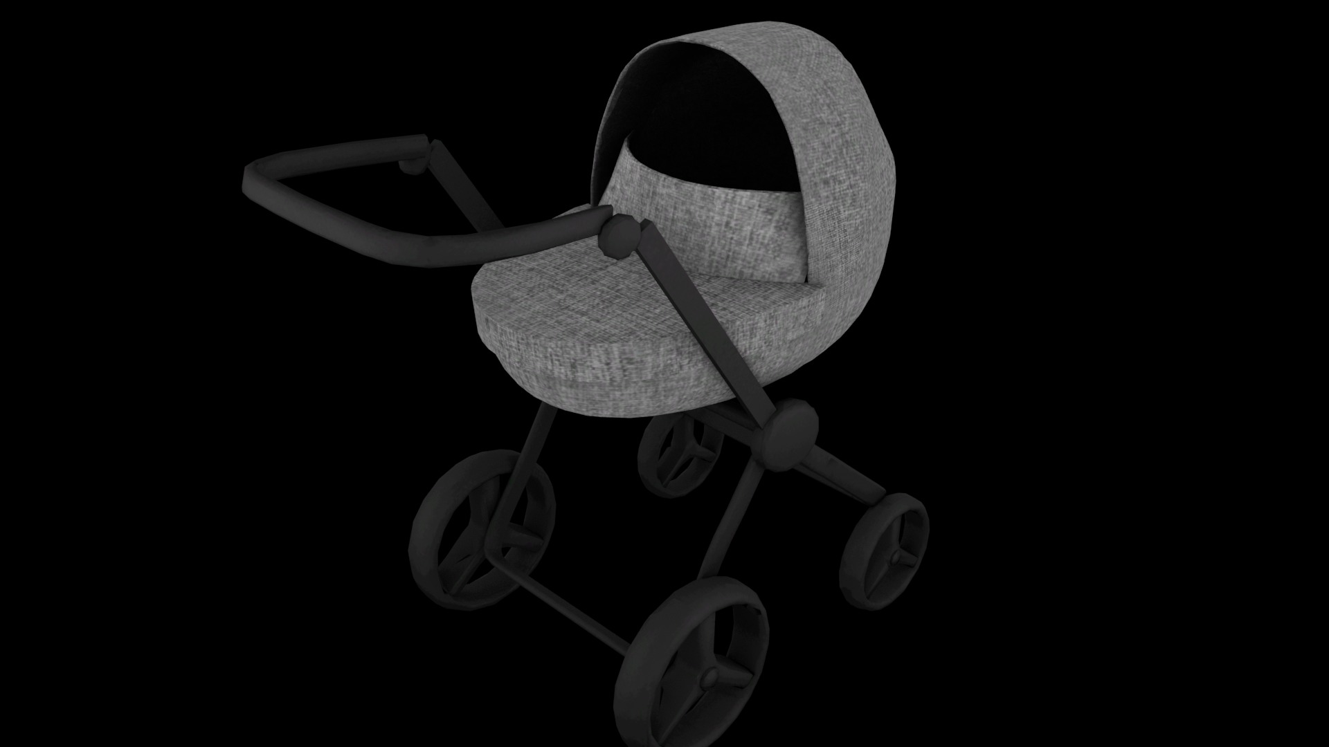 baby stroller Low-poly 3D model_7